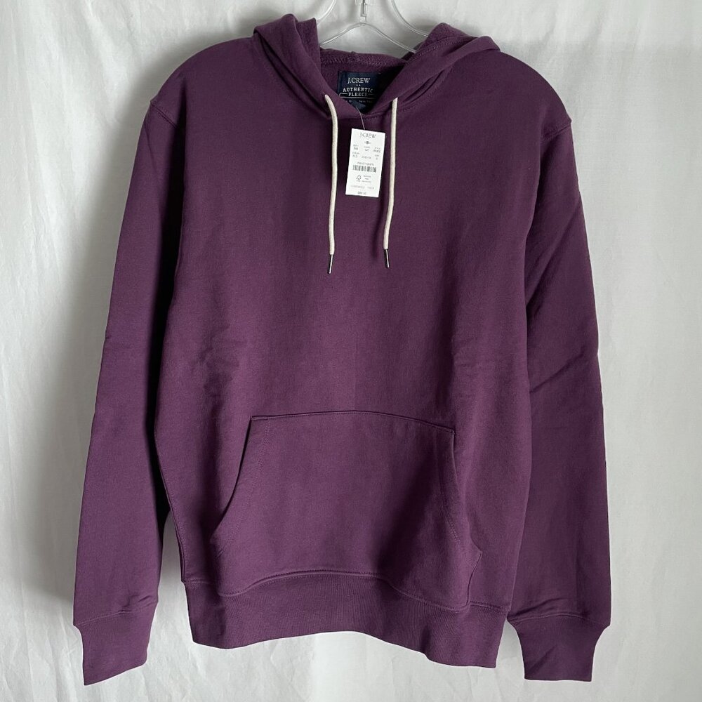 NWT J. Crew Mens Giza Fleece Hoodie Size S Purple Unisex